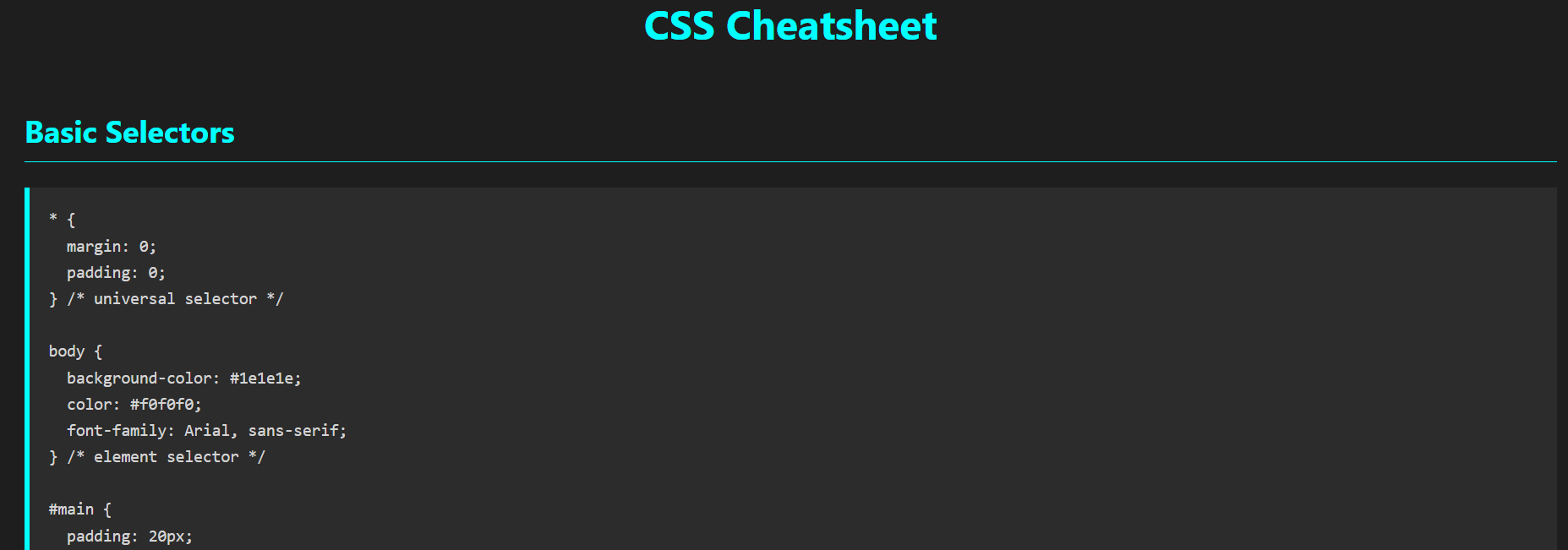 CSS Cheatsheet