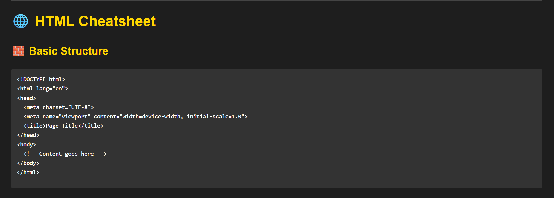 HTML Cheatsheet